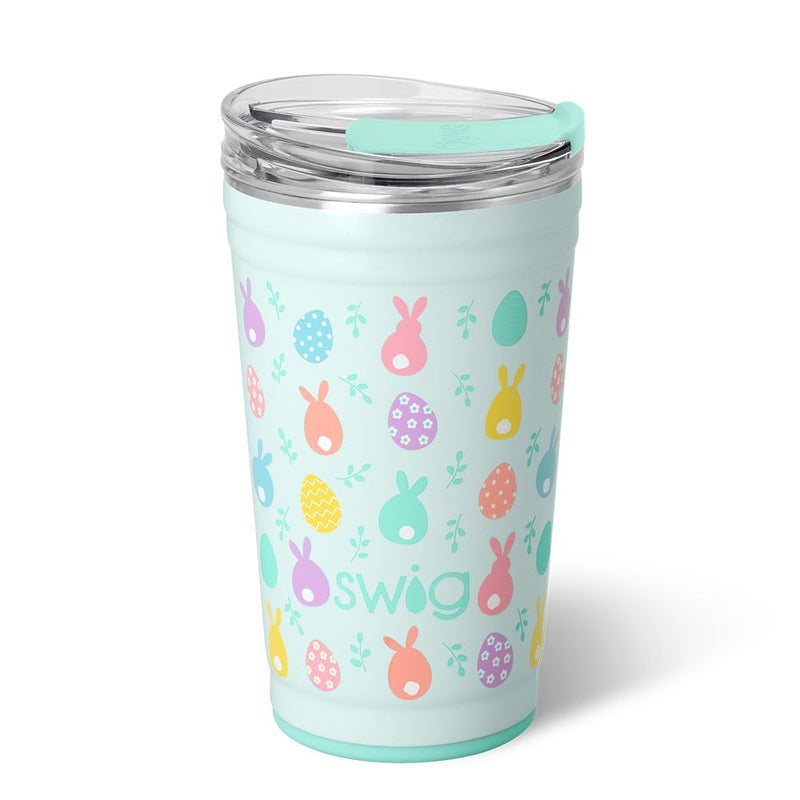 Swig Life 24oz Party Cup, Stackable Insulated Travel Coffee Tumbler with EZ Slider Lid, Cup Holder Friendly, Stainless Steel 24 oz Tumbler, Reusable Coffee Mug (Egg Hunt) - Image 1