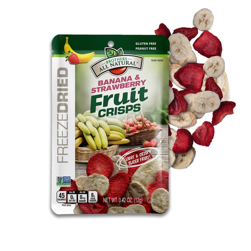 Brothers-ALL-Natural Brothers All Natural Freeze Dried Fruit Crisps, Banana Strawberry, 0.42 Oz (Pack of 24), Made with 100% Fruit, Gluten Free, Soy Free, Vegan, Heathy Snack, Lunch Box Ready - Image 1