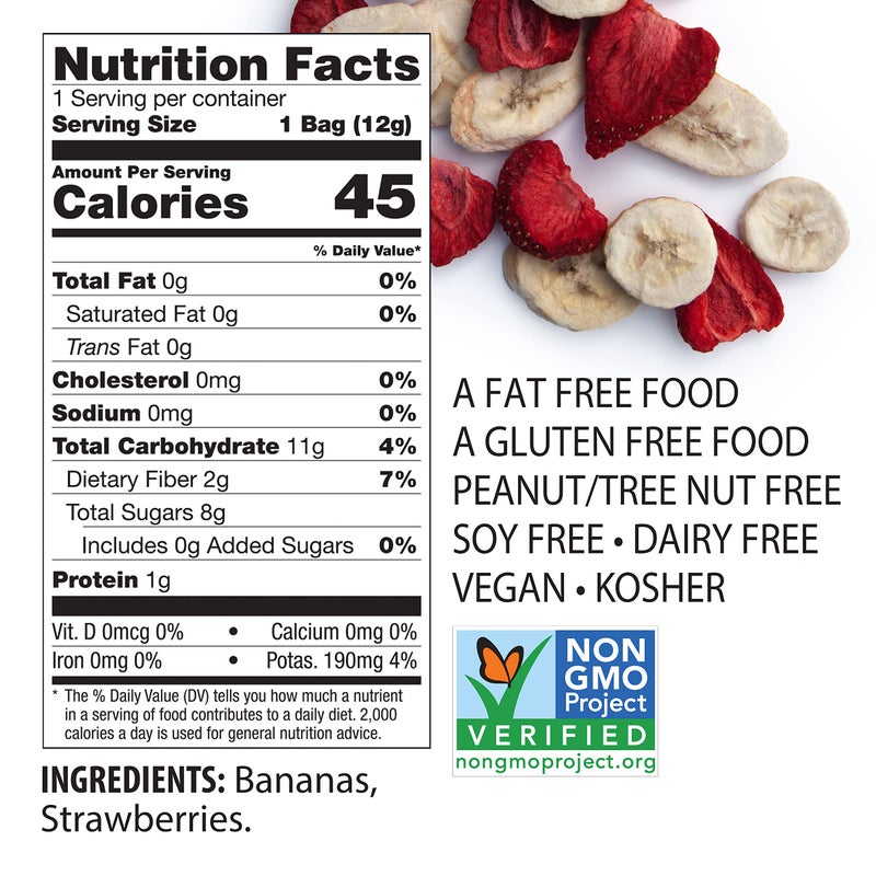 Brothers-ALL-Natural Brothers All Natural Freeze Dried Fruit Crisps, Banana Strawberry, 0.42 Oz (Pack of 24), Made with 100% Fruit, Gluten Free, Soy Free, Vegan, Heathy Snack, Lunch Box Ready - Image 2