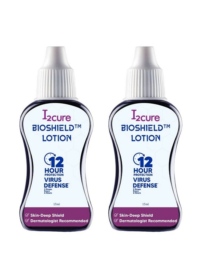 I2cure Bioshield Lotion ; For Protection From Viruses Fungi & Bacteria ; 2 Drops Give 6 Hours Protection ; For All Skin Types ; 15Ml ( Pack Of 2) - Image 1