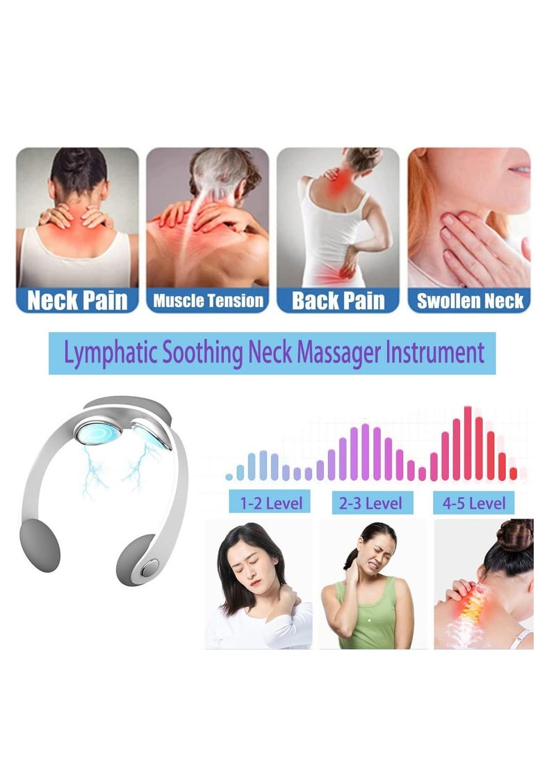 SYOSI Mini Neck Massager, for Pain Relief Deep Tissue, Intelligent Lymphatic Drainage Massger Device for Neck, Portable Lymphatic Soothing Neck Instrument Birthday, Mother's Day Gift, for Men and Women  - Image 2