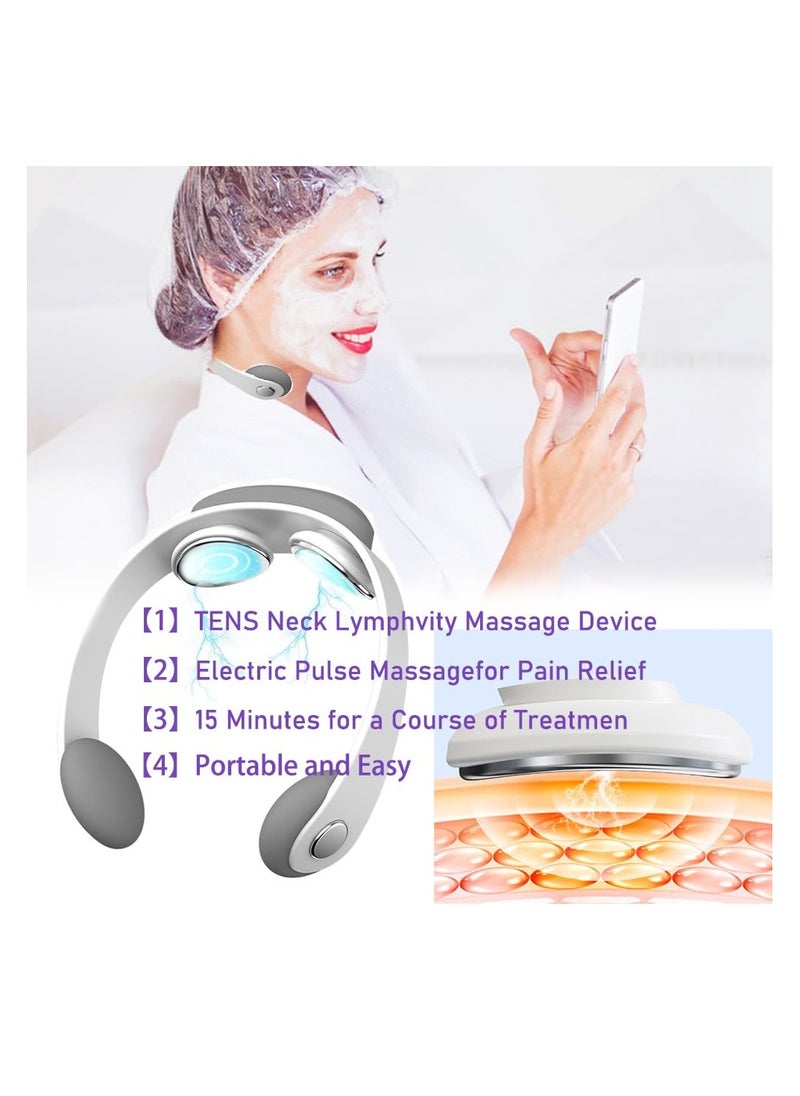SYOSI Mini Neck Massager, for Pain Relief Deep Tissue, Intelligent Lymphatic Drainage Massger Device for Neck, Portable Lymphatic Soothing Neck Instrument Birthday, Mother's Day Gift, for Men and Women  - Image 3