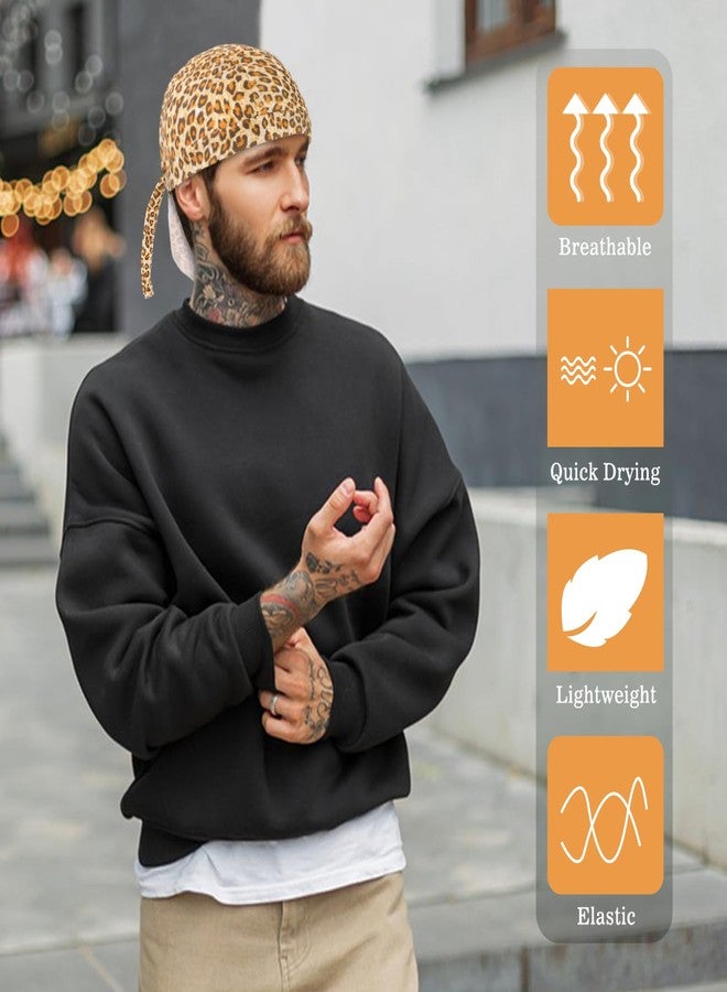 DOCILA Do Rags Skull Cap for Men Leopard Motorcycle Durags Cheetah Helmet Liner Beanie Animal Cycling Head Bandana Sports Doo Dew Hair Cover - Image 4