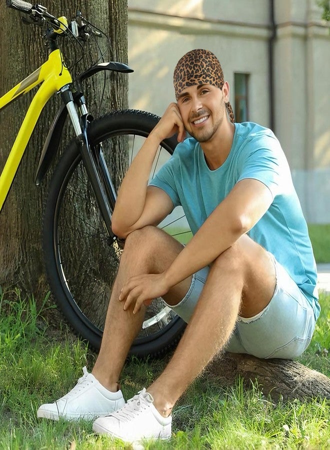 DOCILA Do Rags Skull Cap for Men Leopard Motorcycle Durags Cheetah Helmet Liner Beanie Animal Cycling Head Bandana Sports Doo Dew Hair Cover - Image 2