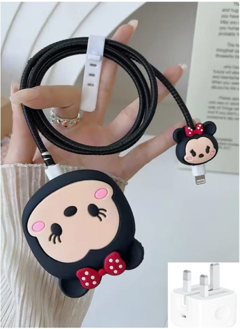 3D Cartoon Series Slim Charger Protector Compatible with iPhone 20W Fast Charging Cable Protector Cover Data Cable Protector
