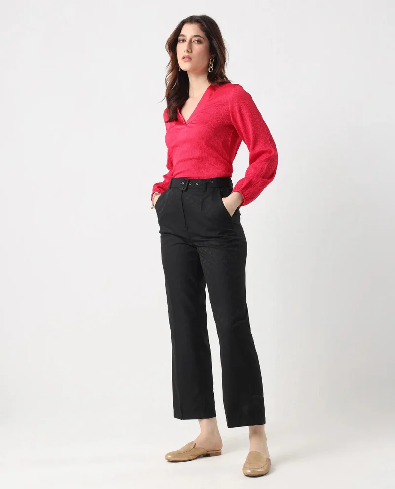 Rareism Women's Tapered Fit Plain Trouser