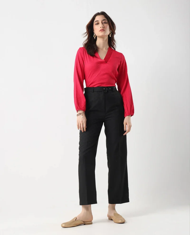 Rareism Women's Tapered Fit Plain Trouser