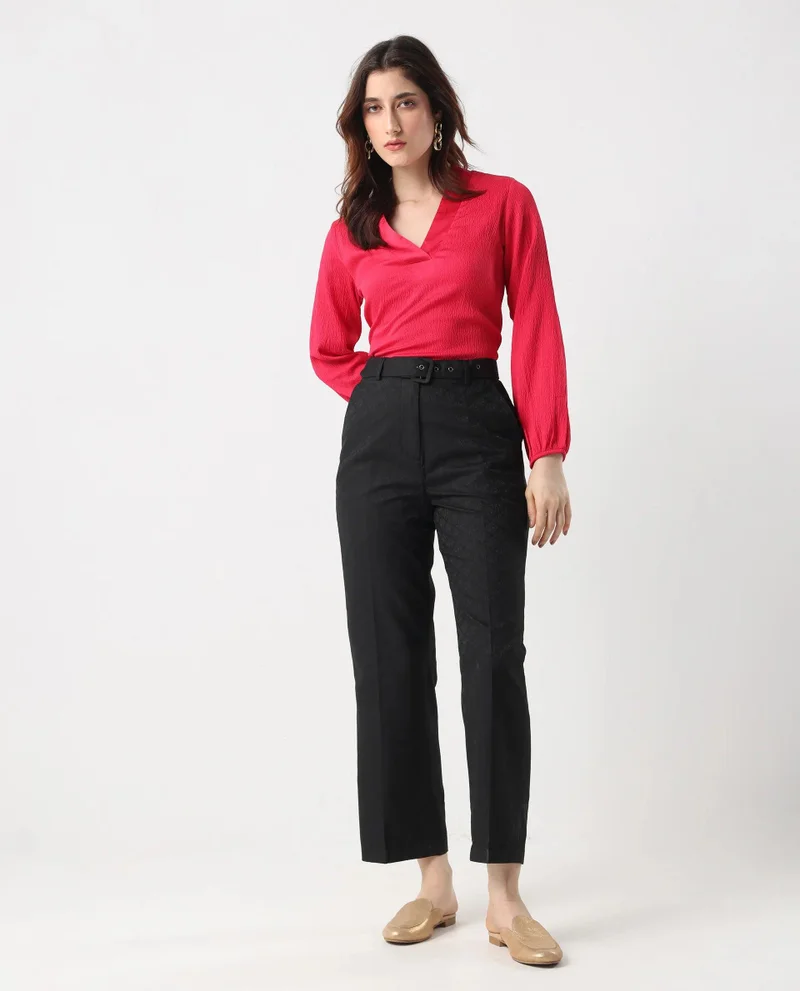 Rareism Women's Tapered Fit Plain Trouser