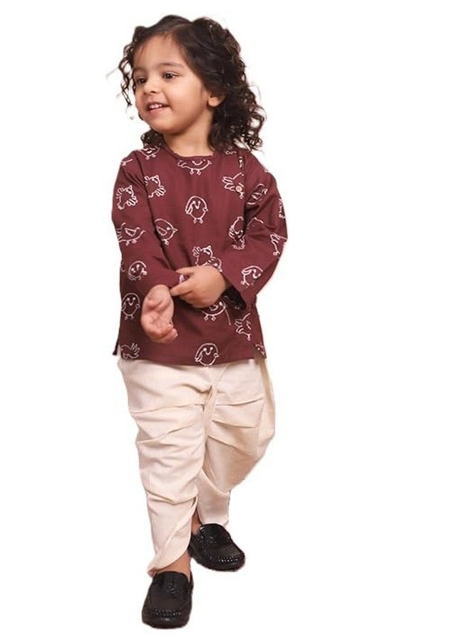 POLKA TOTS Elegant Traditional Dhoti Kurta Set for Baby Boys - Soft Cotton Ethnic Dress for Festivals - Comfortable Indian Outfit for Infants & Toddlers (Color: Cream, 3-6 M) - Image 1