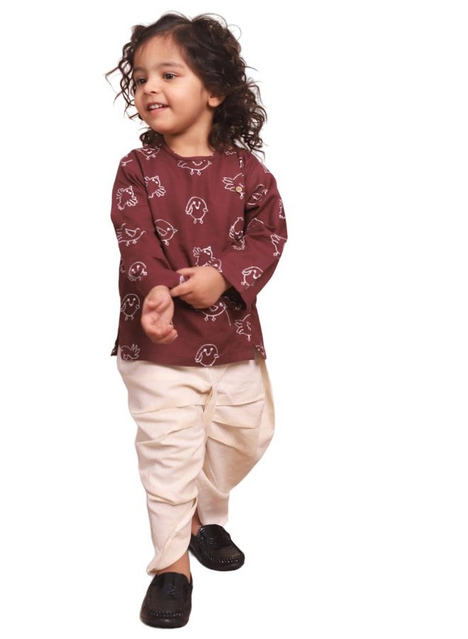 POLKA TOTS Elegant Traditional Dhoti Kurta Set for Baby Boys - Soft Cotton Ethnic Dress for Festivals - Comfortable Indian Outfit for Infants & Toddlers (Color: Cream, 3-6 M) - Image 4