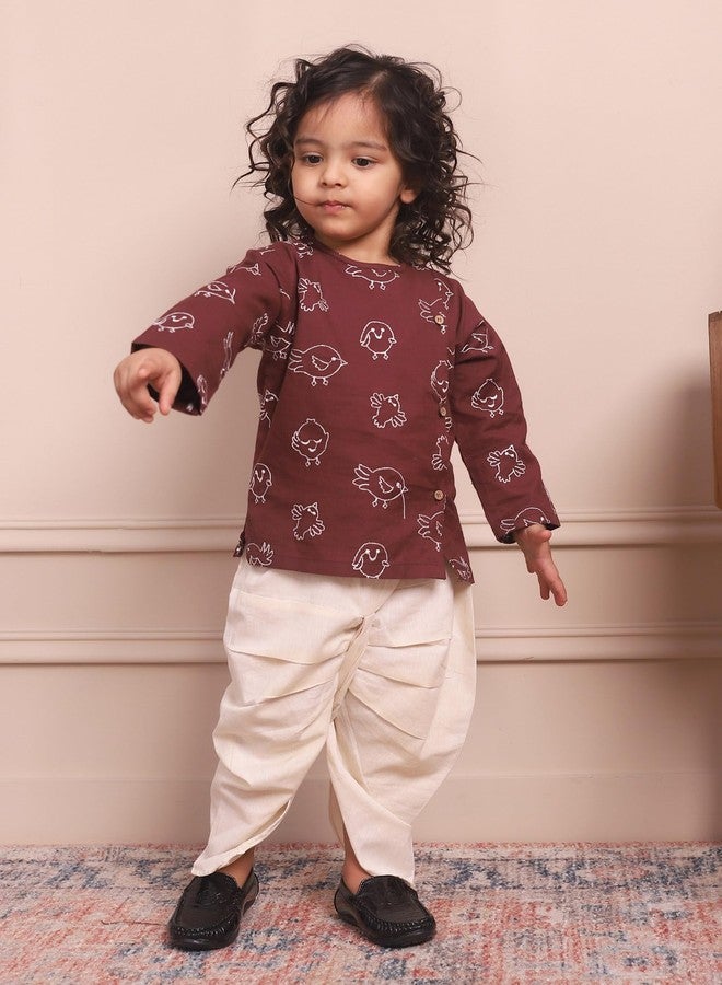 POLKA TOTS Elegant Traditional Dhoti Kurta Set for Baby Boys - Soft Cotton Ethnic Dress for Festivals - Comfortable Indian Outfit for Infants & Toddlers (Color: Cream, 3-6 M) - Image 2
