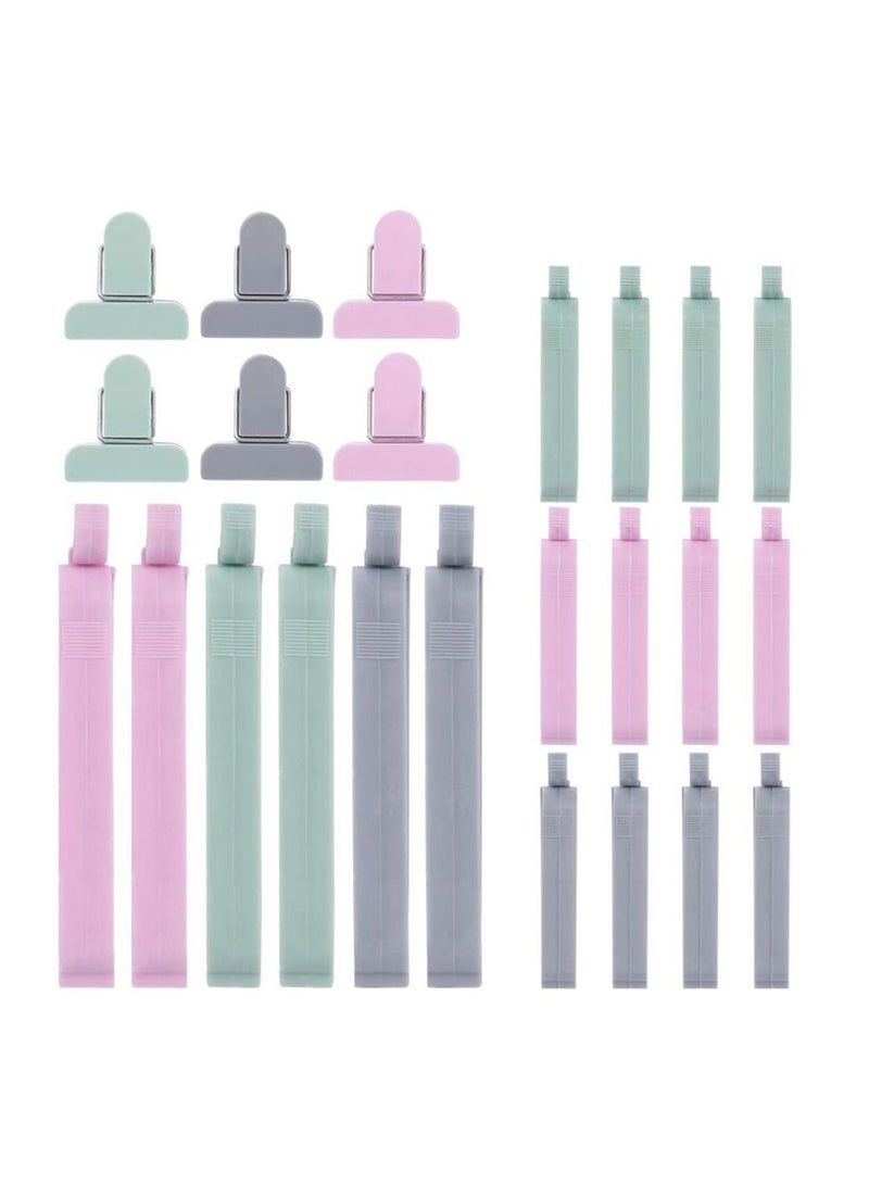 NIBEMINENT KASTWAVE Plastic Sealing Clips, Bag Clips Food Small Medium Large 3 Size for Snack Home Kitchen Craft Office Travel Camping 24 Pieces - Image 1