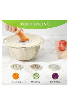 SYOSI 4-1 Colander with Mixing Bowl Set, Kitchen Essentials Strainer Basket Bowl for Kitchen, Food, Pasta And Rice Strainer, Fruit Cleaner, Veggie Wash, Salad Spinner, Apartment & Home Essentials - Beige  - Image 4