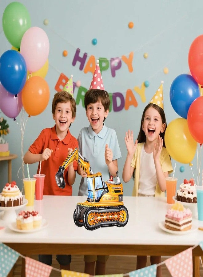 EASUTE 2PCS Self Standing Construction Balloons 4D Excavator Mixer Truck Birthday Decorations, Heavy Duty Construction Themed Birthday Party Supplies for Kids Boys Birthday, Baby Shower (Construction) - Image 2