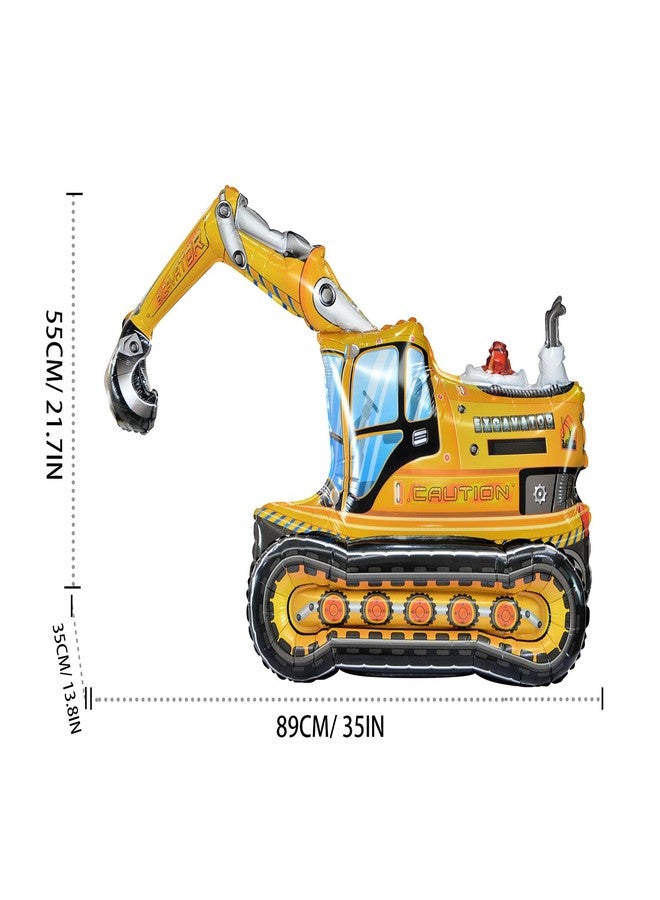 EASUTE 2PCS Self Standing Construction Balloons 4D Excavator Mixer Truck Birthday Decorations, Heavy Duty Construction Themed Birthday Party Supplies for Kids Boys Birthday, Baby Shower (Construction) - Image 3