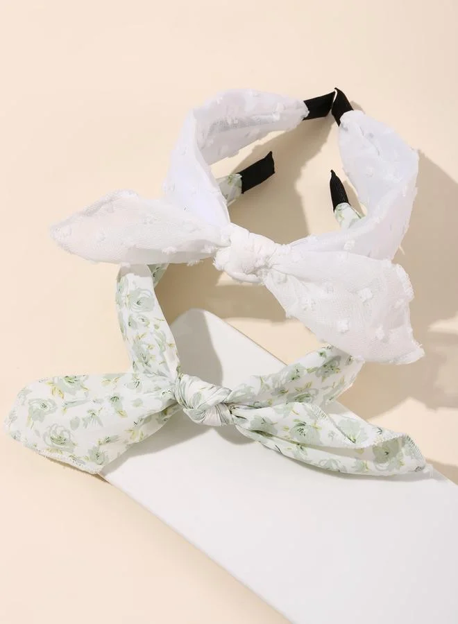 تايك تو طقم عصابات رأس دانتيل بطبعة أزهار قطعتين