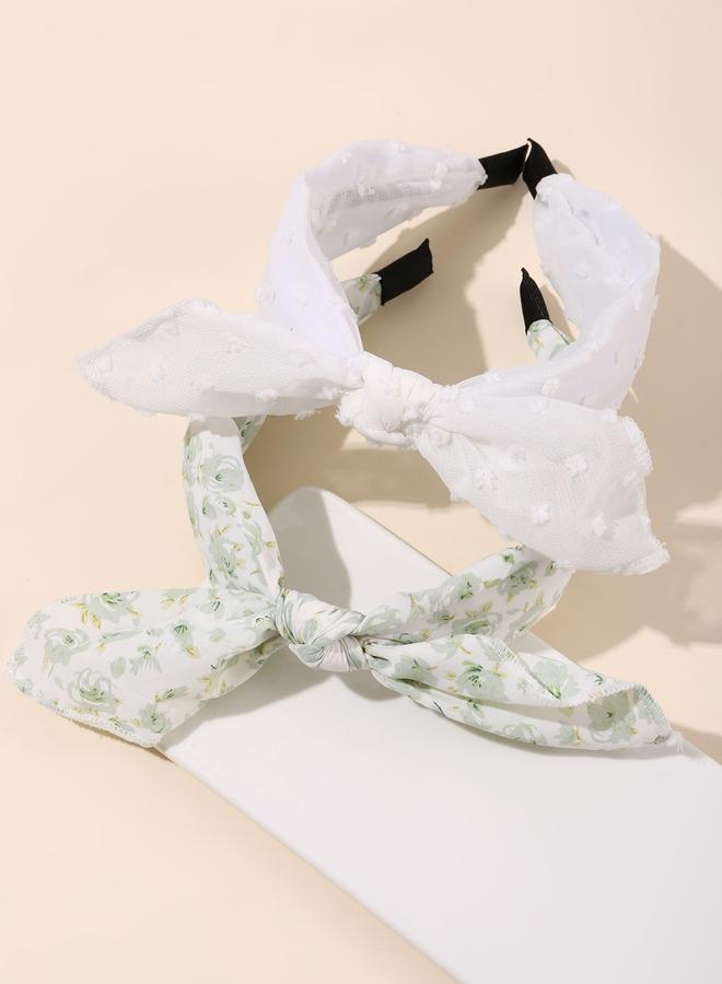 Take Two Pack of 2 - Floral Print Lace Headband - Image 2