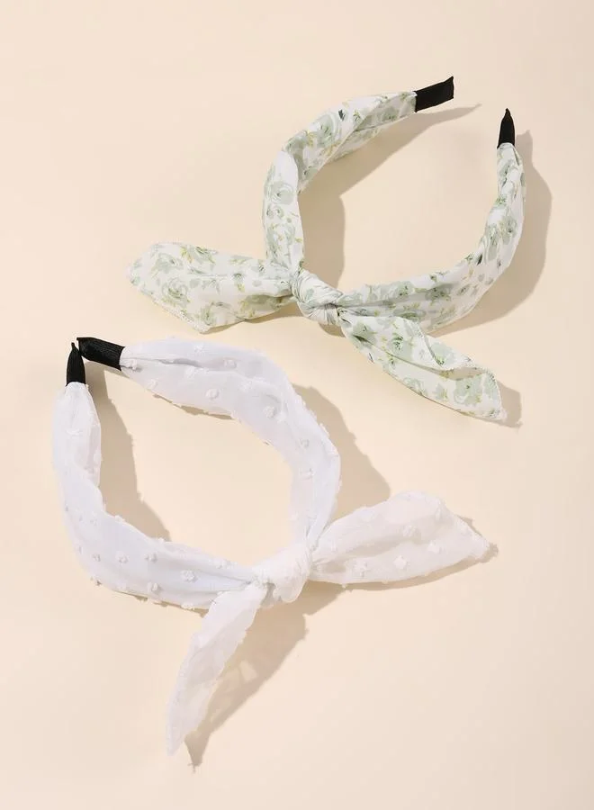 تايك تو طقم عصابات رأس دانتيل بطبعة أزهار قطعتين