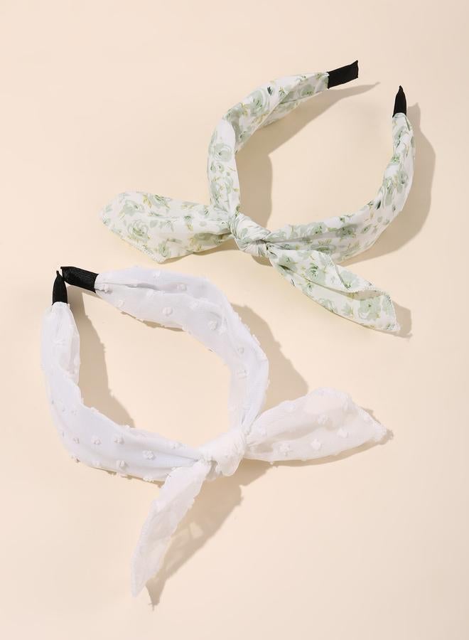 Take Two Pack of 2 - Floral Print Lace Headband - Image 1