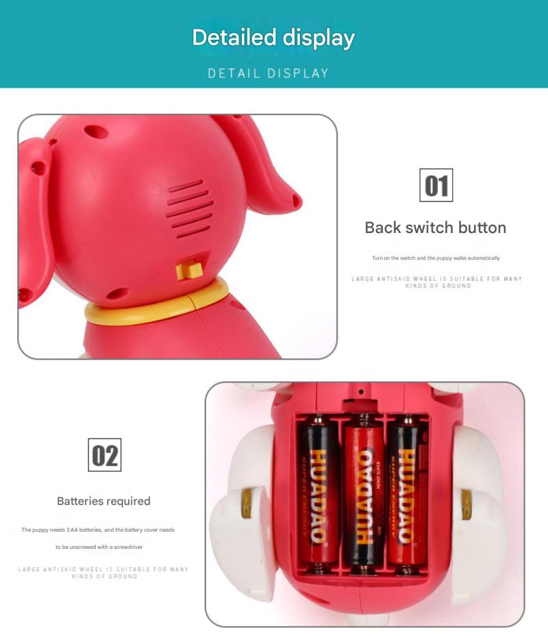 Interactive Puppy Toy: 15*15*16.2cm Pink Durable ABS Plastic - Lifelike Jump & Forward Motion, Realistic Fluttering Ears, Cheerful Sound & Soft Lights for Toddler Developmental Play - Image 5