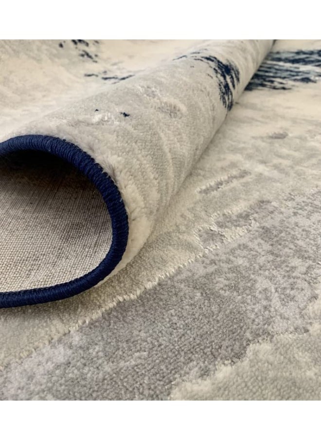 HANDPICKED FURNITURE Carpet Abstract For Living Room Bedroom Dining Room Runner 100 X 200 Cm 3.3 X 6.6 Ft - Navy Blue  - Image 4