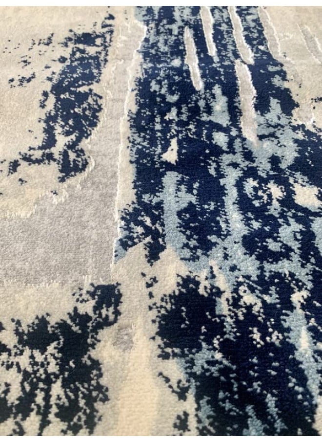 HANDPICKED FURNITURE Carpet Abstract For Living Room Bedroom Dining Room Runner 100 X 200 Cm 3.3 X 6.6 Ft - Navy Blue  - Image 2