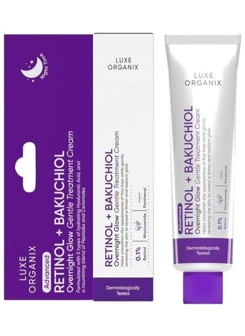 LUXE ORGANIX - Retinol + Bakuchiol Overnight Glow Gentle Treatment Cream - 30g - Image 1