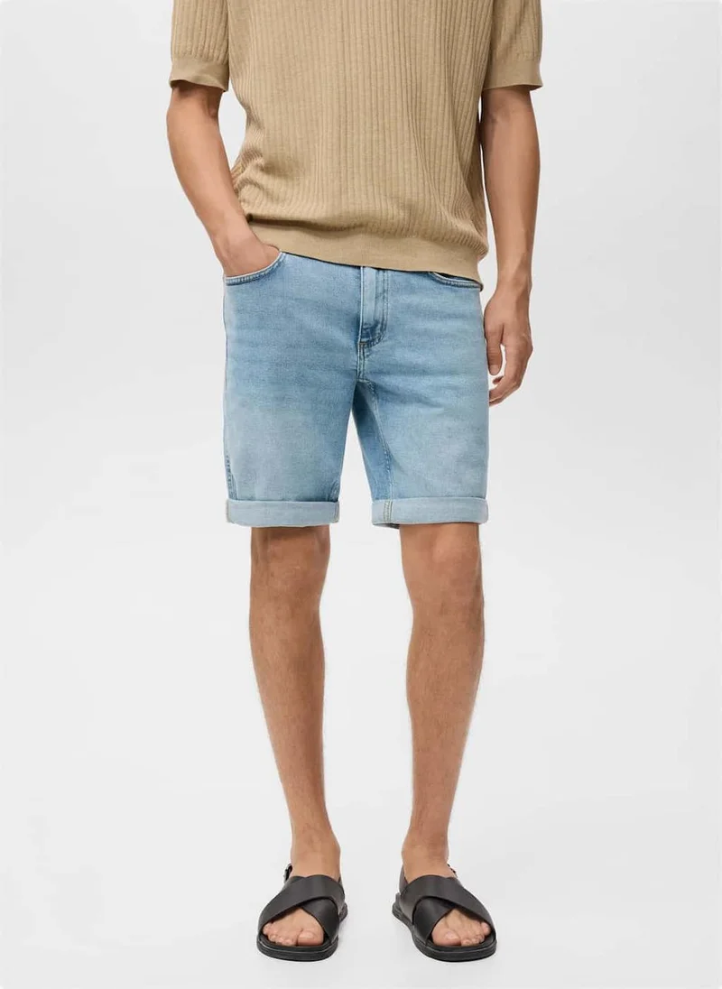 مانجو مان Casual Slim Fit Denim Bermuda Shorts