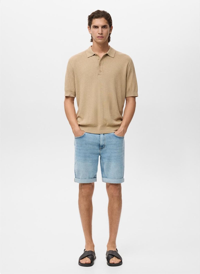 Mango Man Casual Slim Fit Denim Bermuda Shorts  - Image 4
