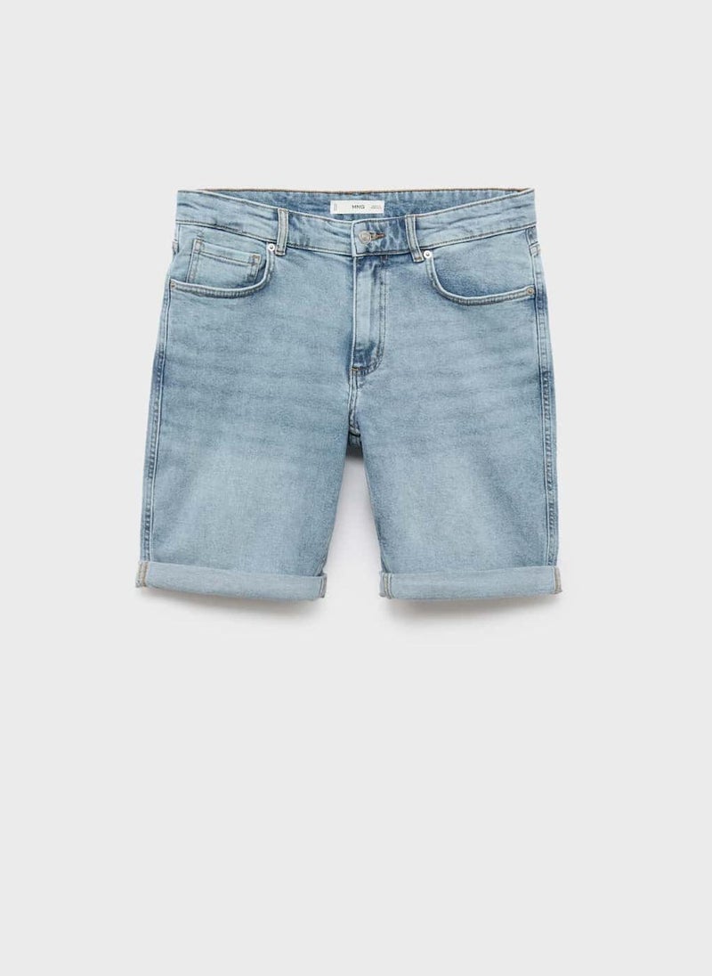 Mango Man Casual Slim Fit Denim Bermuda Shorts  - Image 5