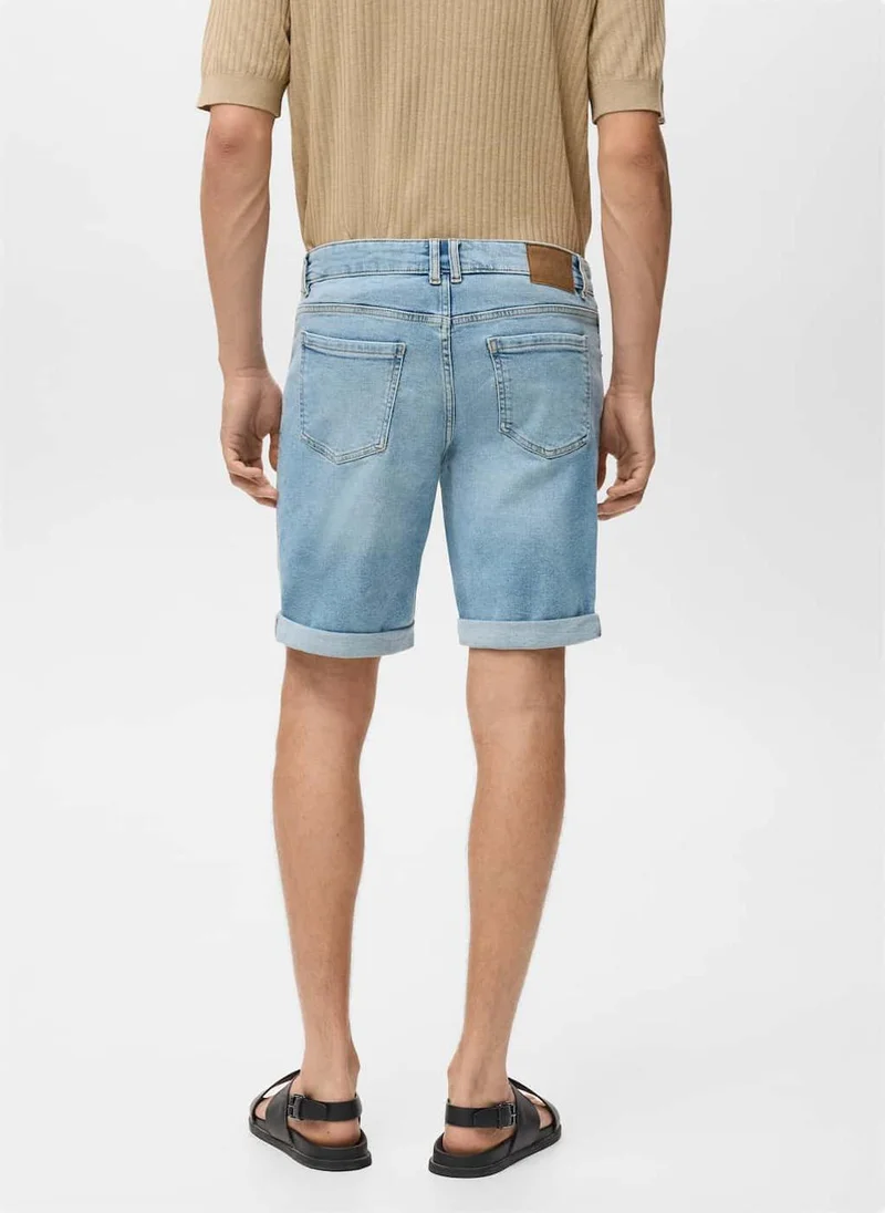 مانجو مان Casual Slim Fit Denim Bermuda Shorts
