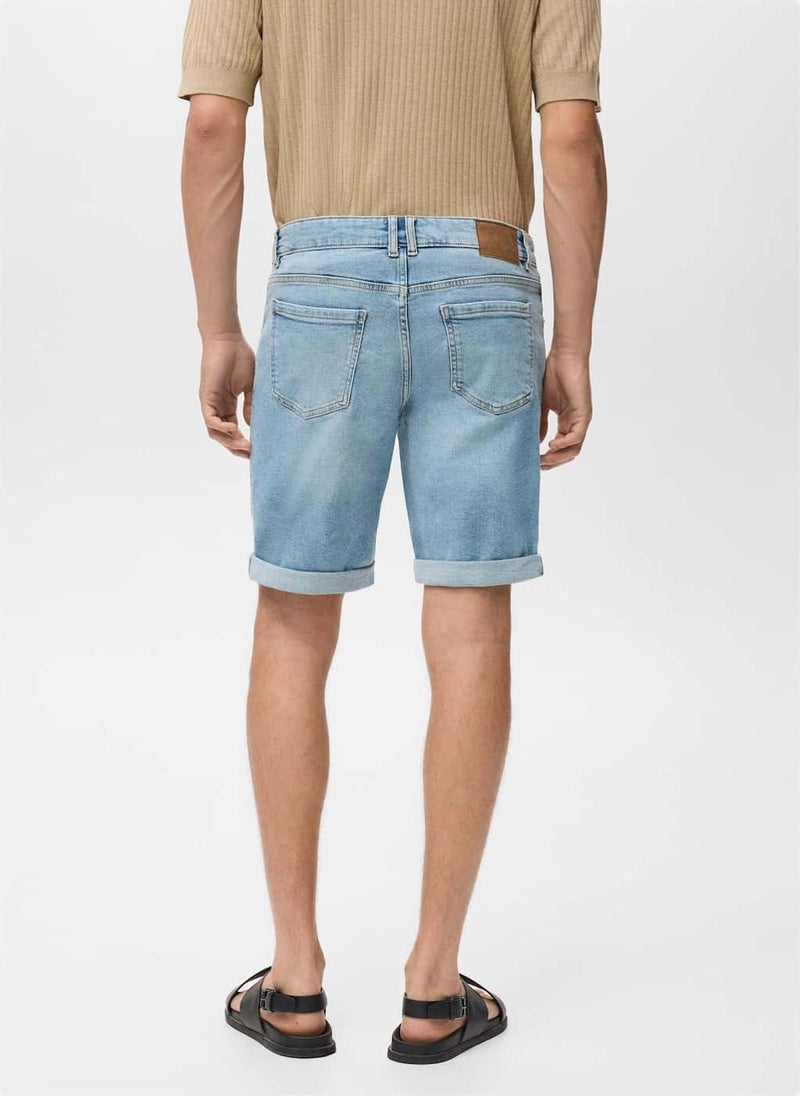 Mango Man Casual Slim Fit Denim Bermuda Shorts  - Image 2