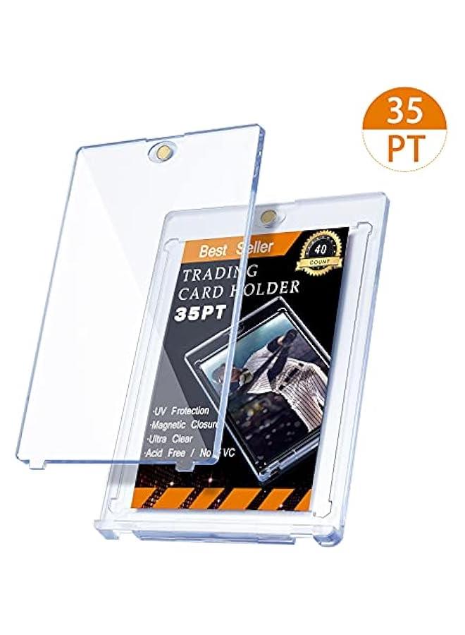 Arabest 40 Pieces Thick Magnetic Card Holder 35pt Hard Plastic Protector Standard Thickness Trading Cards Sleeves for Collectible Trading Baseball, Sports, Game, Playing, Credit - Image 3