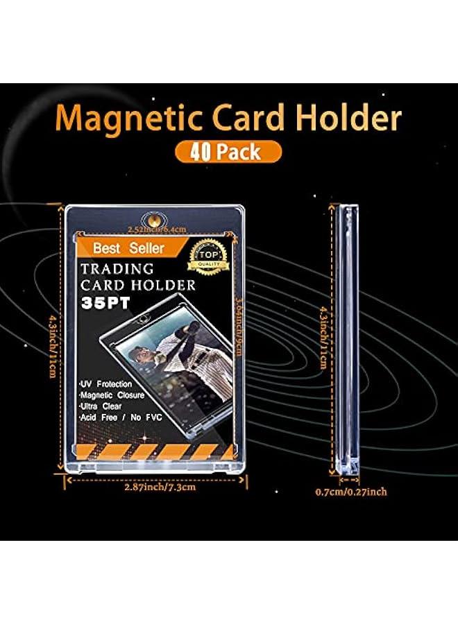 Arabest 40 Pieces Thick Magnetic Card Holder 35pt Hard Plastic Protector Standard Thickness Trading Cards Sleeves for Collectible Trading Baseball, Sports, Game, Playing, Credit - Image 4