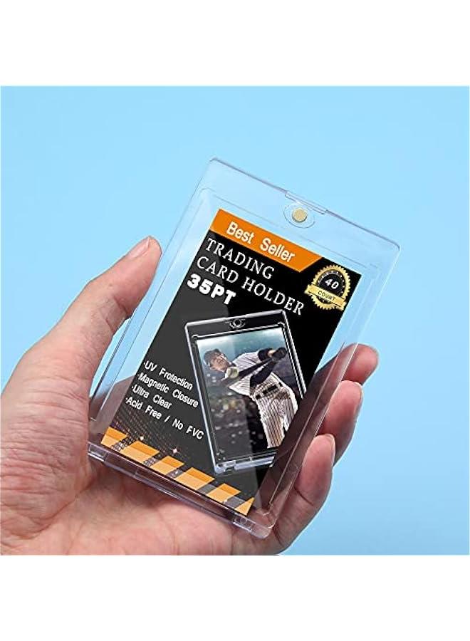 Arabest 40 Pieces Thick Magnetic Card Holder 35pt Hard Plastic Protector Standard Thickness Trading Cards Sleeves for Collectible Trading Baseball, Sports, Game, Playing, Credit - Image 5