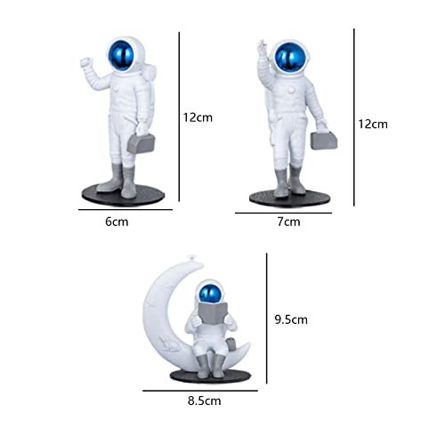 Street27® 3pcs Astronaut Figurine Mirror Spaceman Ornament, Home, Office, Desktop Decoration Bookshelves Outer Space Room Décor Astronaut Statues Sculpture (Blue), - Image 4