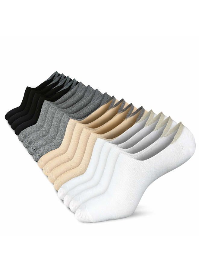 wernies No Show Socks Women Low Socks Short Socks for Flats Non Slip Thin Liner Socks, 5-8, 8 Pairs_4 Colors (2 Pairs Per Each Color), 5-8 - Image 1