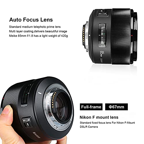 Meike 85mm f1.8 Wide Aperture Full Frame Auto Focus Telephoto Lens for Nikon F Mount DSLR Camera and Compatible with Nikon APS-C Cameras D610 D750 D780 D810 - Image 3