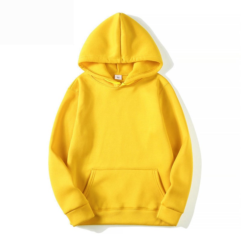 Thick Solid Color Hoodie Unisex 18 Colors Sportswear Yellow 