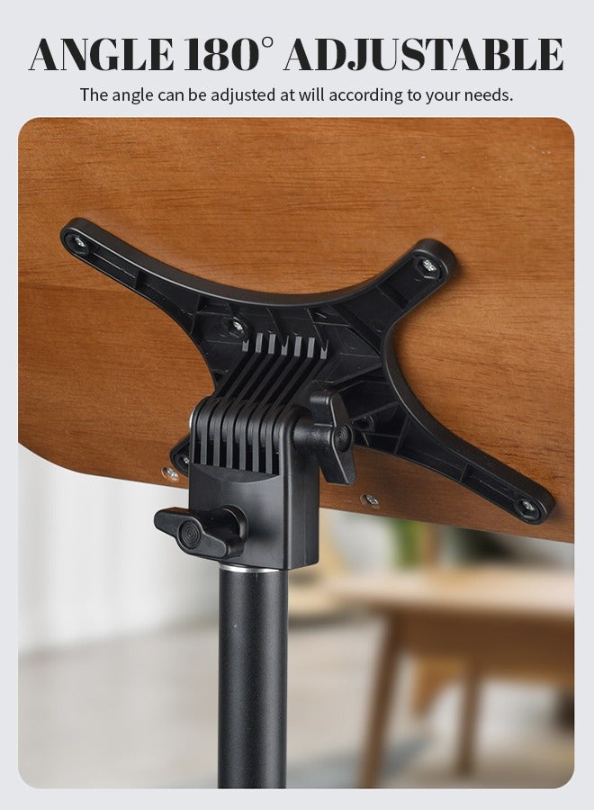 Ergonomic Floor-Standing Bookshelf Vertical Quran Stand With Adjustable Height Reading Stand With Metal Base Solid Wood Panel With Fixing Clips Can Hold The Quran, Tablet, Book, Recipe, Sheet Music - Image 4