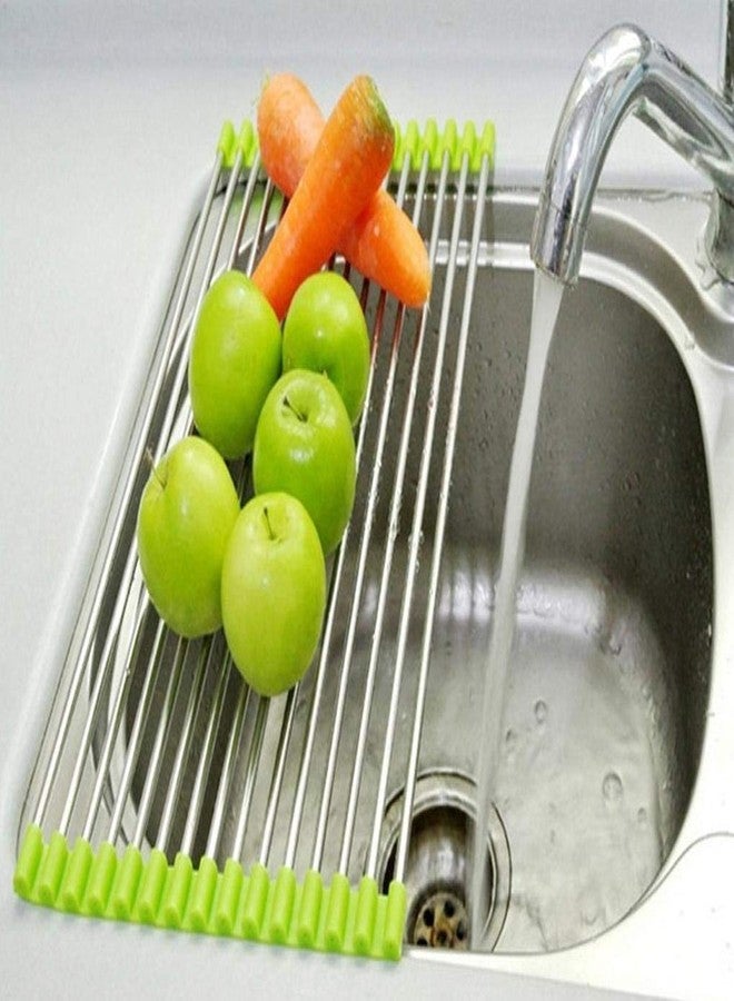 BSBDA Stainless Steel Kitchen Sink Crockery Vegetable Wash Utensils Dish Drying Folding Drain Rack,15.5-inch (Multicolour) - Image 4
