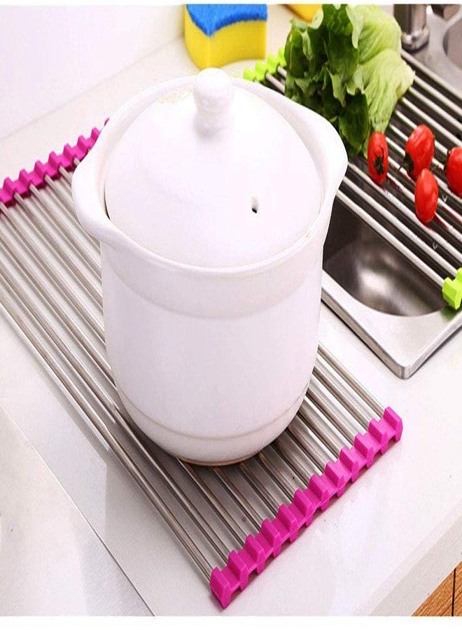 BSBDA Stainless Steel Kitchen Sink Crockery Vegetable Wash Utensils Dish Drying Folding Drain Rack,15.5-inch (Multicolour) - Image 5