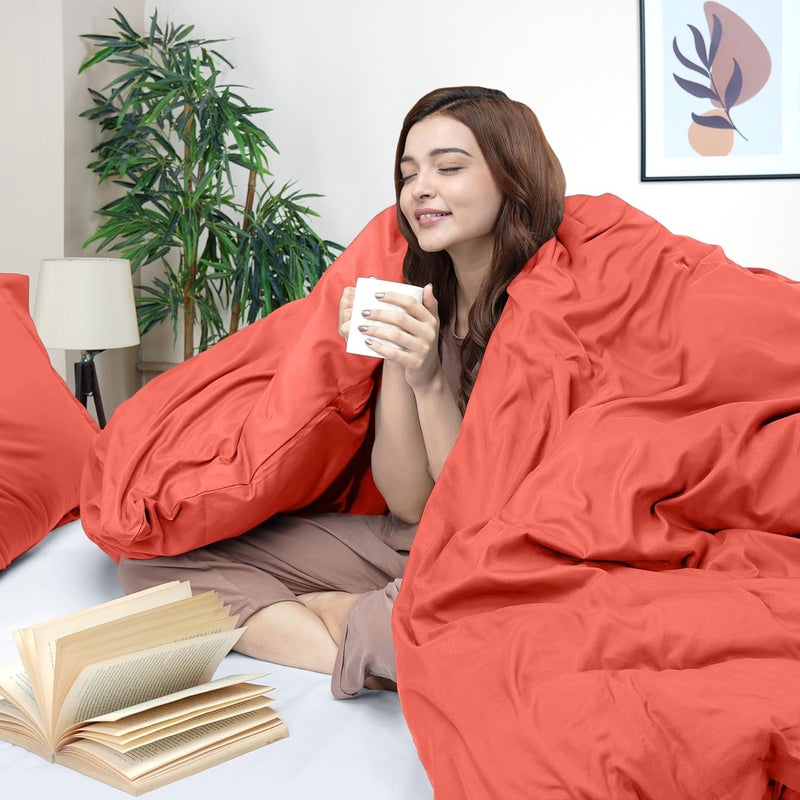 Utopia Bedding Queen Duvet Cover Set - 3 Piece With 2 Pillow Shams - Soft Brushed Microfiber With Zipper Closure - 90 X 90 Inches (Coral) - Image 3