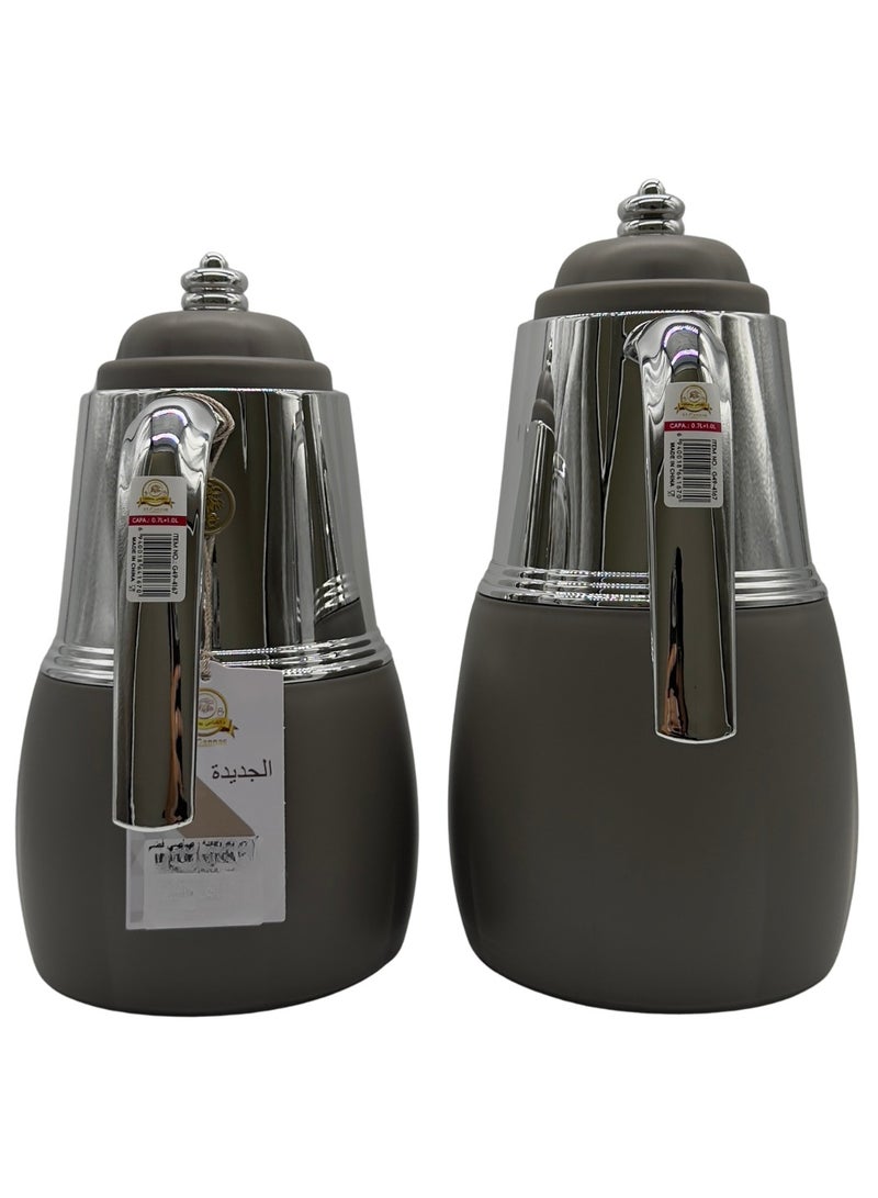 AL-GANNAS 2 Peice Thermos Set for Tea & Coffee | 1L & 0.7L | High-Quality with 2-Year Heat Retention Warranty | Elegant New Design - Image 2