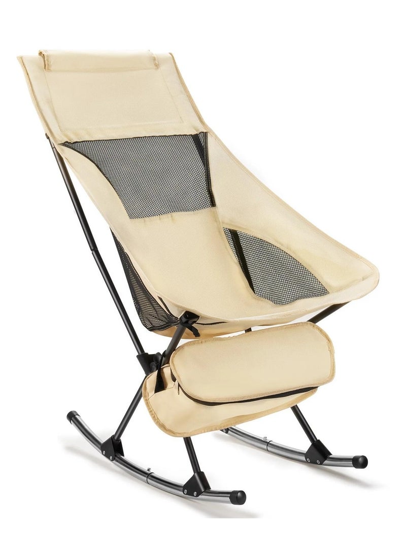 XiuWoo Folding Patio Rocking Chairs, Foldable Rocking Chairs with High Back Hard Armrests, Portable Rocking Chair with Detachable Side Pockets for Garden, Backyard, Balcony, Camp  - Image 2
