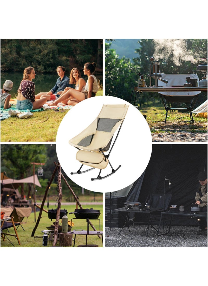 XiuWoo Folding Patio Rocking Chairs, Foldable Rocking Chairs with High Back Hard Armrests, Portable Rocking Chair with Detachable Side Pockets for Garden, Backyard, Balcony, Camp  - Image 4