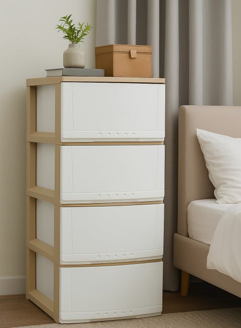 Chest of 4 Drawers White 42x34x84 cm