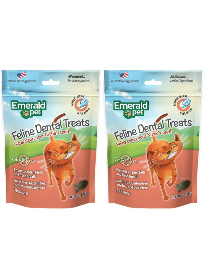 إميرالد بيت عبوة من قطعتين من مكافآت الأسنان للقطط الخالية من الحبوب بنكهة السلمون من إيميرالد بيت، وزن كل منها 3 أونصات، تدعم نظافة الأسنان ورائحة الفم المنعشة - Image 1