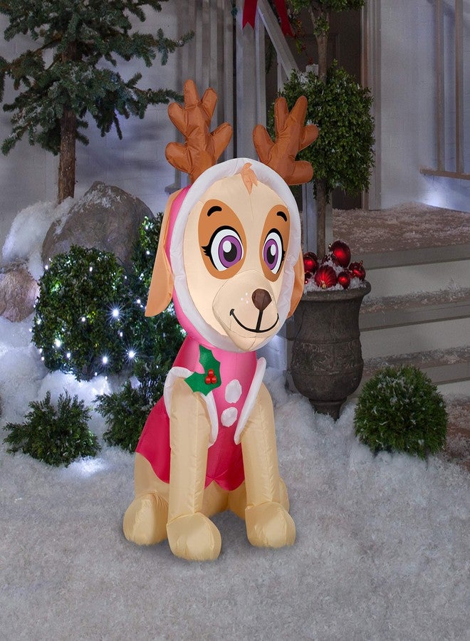 جيمي دمية سكاي القابلة للنفخ من جيمي، بزيّ ثلجي وردي مع قرون، طولها 3.5 قدم، لون وردي - Image 2