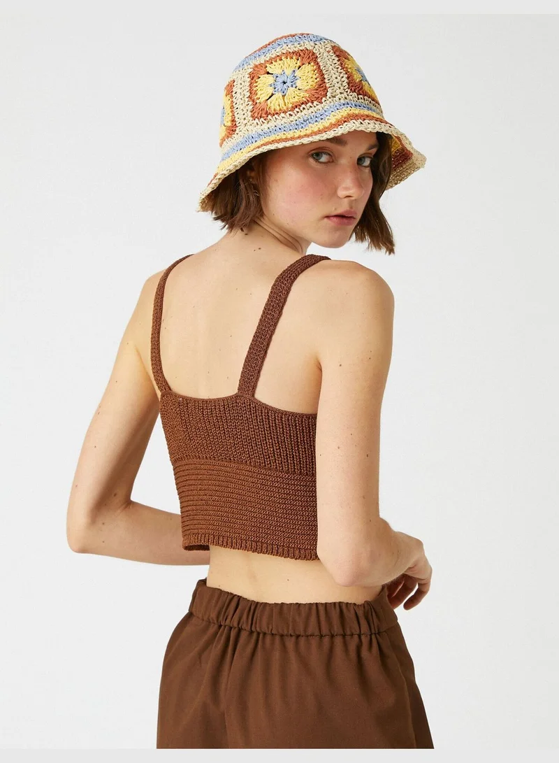 كوتون Crop Knit Tank Top Tie Detail